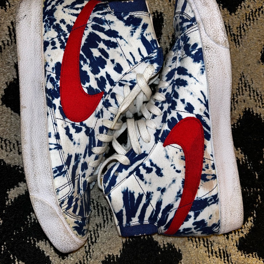 Nike Red and Blue Tie-Dye Sneakers